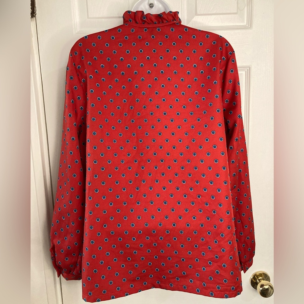 Vintage 80's Judy Bond Red Dress Shirt - Picture 3 of 6